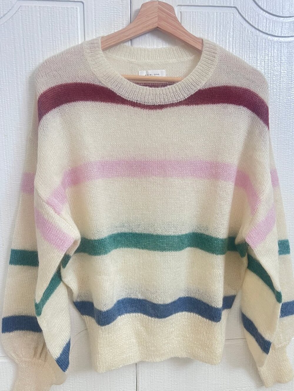 Anine Bing Striped Mohair Wool Blend Sweater XS